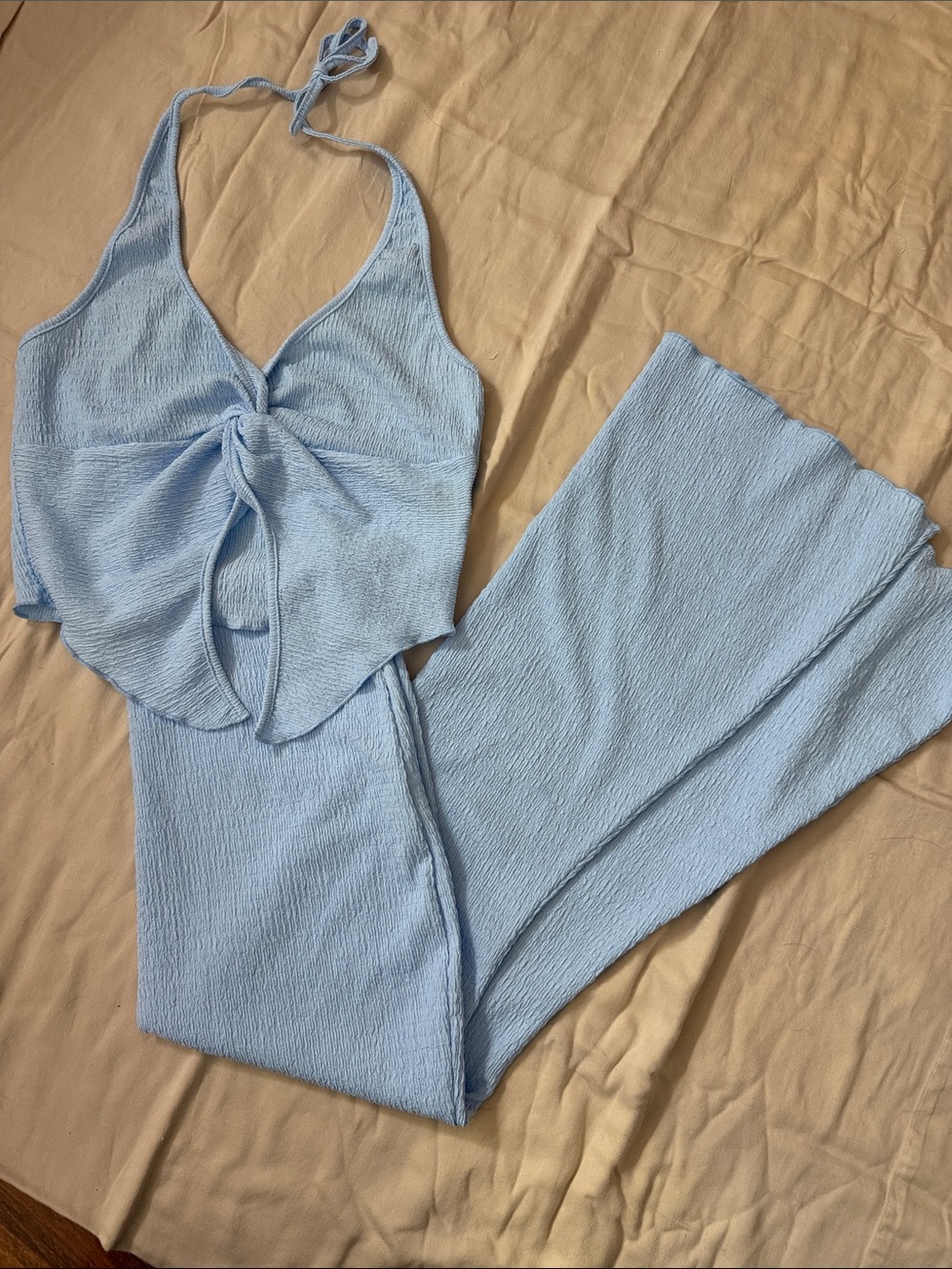 Light Blue Halter Skirt Set
